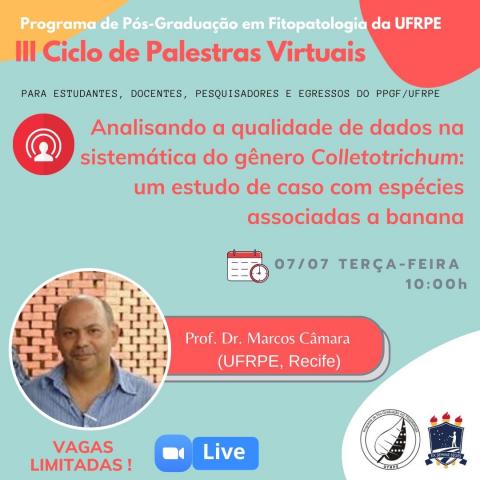 Palestra virtual: Analisando a qualidade de dados na sistemática do gênero Colletotrichum: um estudo de caso com espécies associadas a banana